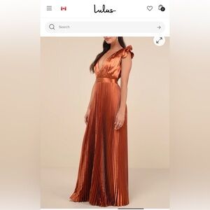 Lulu's Copper Pleated Maxi Dress